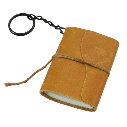 Key Ring Journal Tanned Mini Leather Bound Book 7.5x5.5cm (3.5x2")