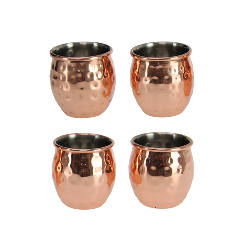4x Moscow Mule Shot Glass Mini Mug Copper Metal Premium Quality 5cm