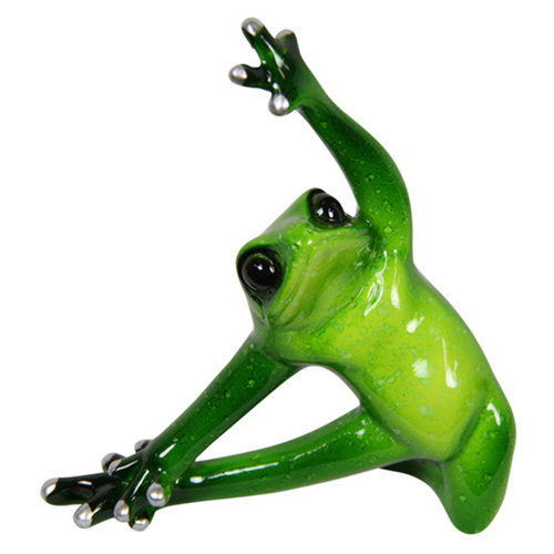 1pce Stretching Left Yoga Frog 10cm Green Marbled Look