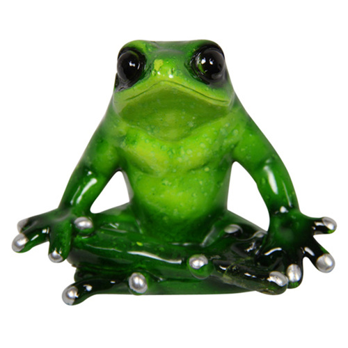 1pce Arms on Knees Yoga Frog 10cm Green Marbled Look