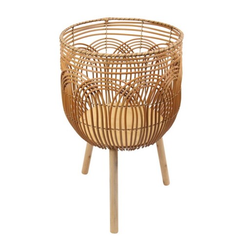 1pce 37cm Diameter Rattan Flower Planter Basket Holder Natural with Legs