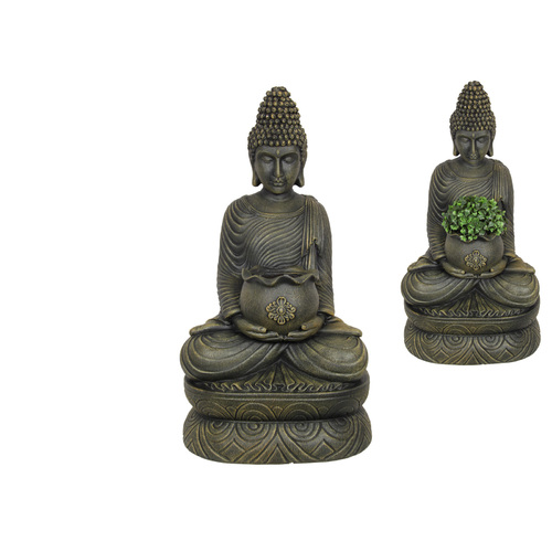 55cm Rulai Buddha with Pot Plant Holder Bowl, Resin Outdoor Statue