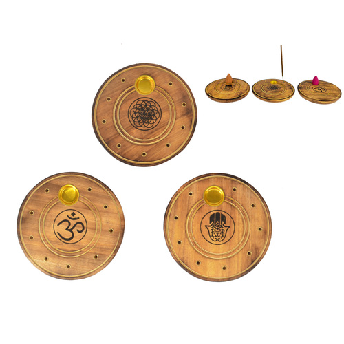 3x Incense/Cone Burner Set 10cm Round Aromatherapy Zen Spiritual