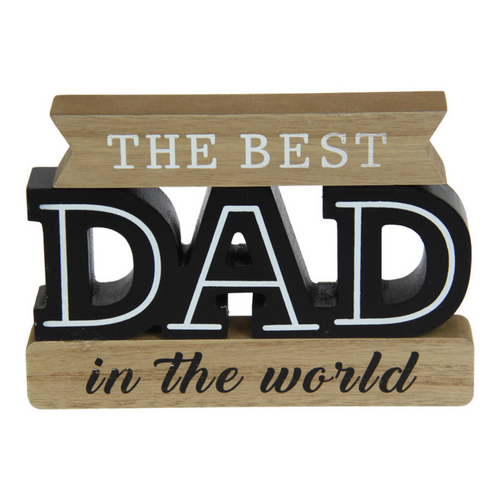 Best Dad Plaque Sign In the World 18cm Standing Black & Natural Wooden