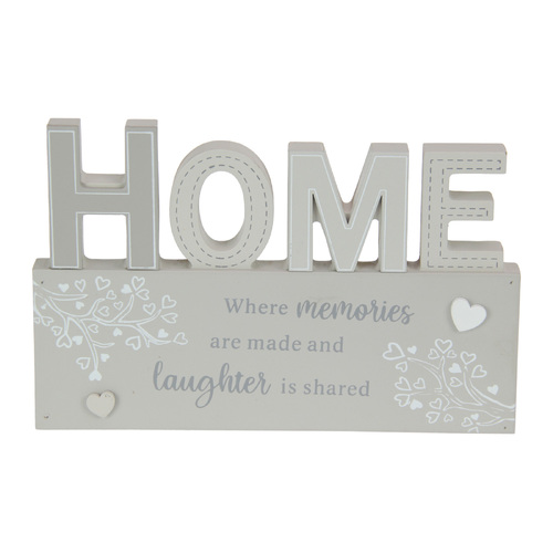 Inspirational Home Plaque White & Grey Standing Sign 20cm Mdf 1pce