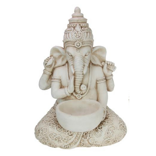 51cm Cream Sitting Ganesh With Bowl Resin Ornament Statue Decor