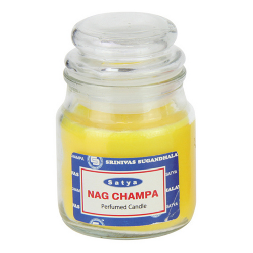 Satya Scented Candle in Glass Jar 85g Yellow Nag Champa Scent 1pce
