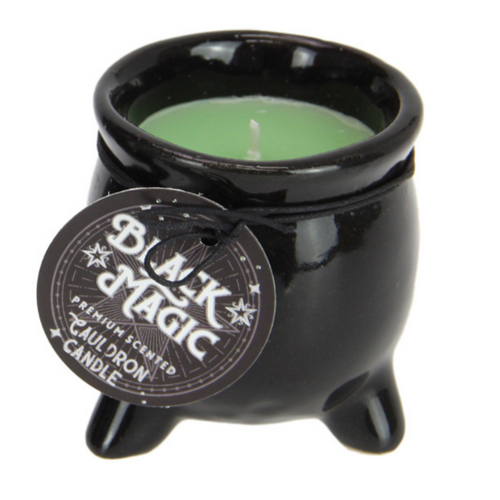 Black Magic Cauldron Scented Candle Green Wax Juniper & Eucalyptus 100g