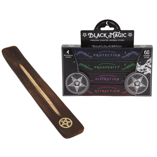 Black Magic Incense Sticks with Holder Set 4 Scents 60 Sticks Long Lasting Freshly Made