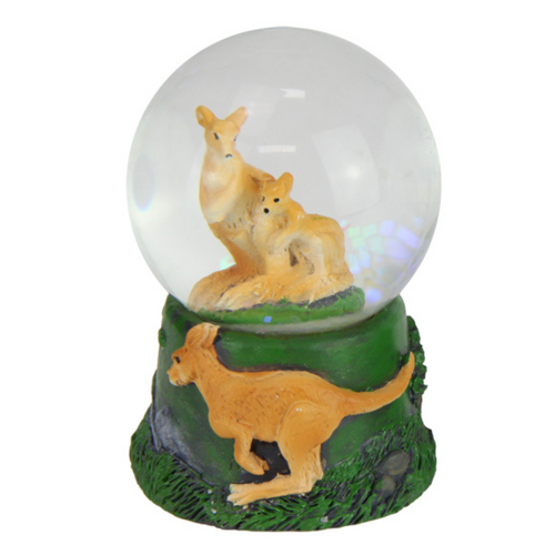 Snow Globe Kangaroos Australian Animal in Glass Water Ball 4.5cm