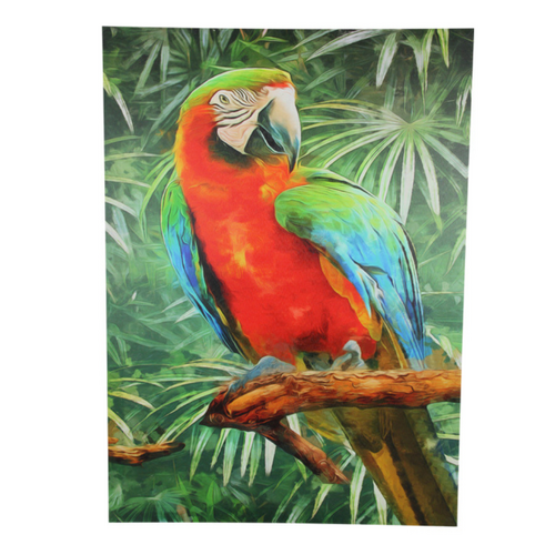 Canvas Print Tropical Bird in Forest Red Parrot 50x70cm on Frame Ready to Hang