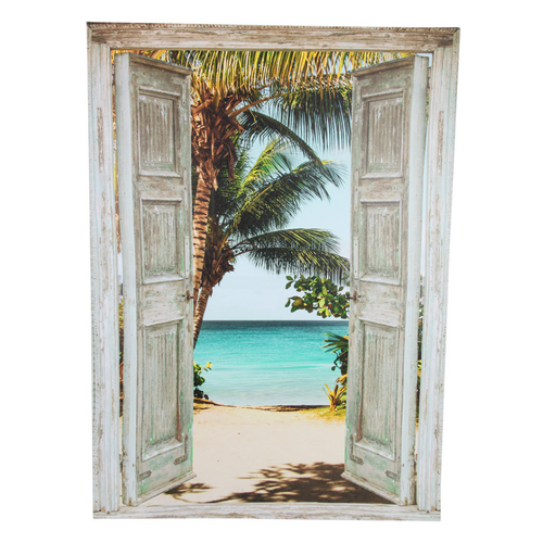 Canvas Print Doorway to Tropical Paradise 50x70cm Size Stretched on Frame
