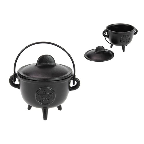 13cm Cast Iron Pentagram Cauldron - Perfect for Rituals & Decor | Durable & Authentic