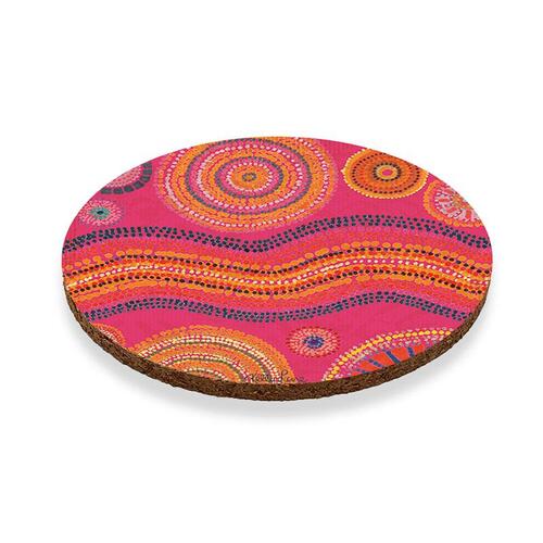 Red Spirit 6-Piece Cork Coaster Set (10x10cm) in Gift Box by Kelly Lane