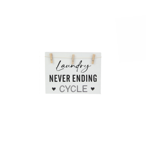 20x15cm Laundry MDF Plaque with Pegs - Never Ending Cycle - Fun Wall Décor