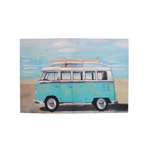 60x90cm Combi Canvas by Kelly Lane - Vintage Beach Van Wall Art