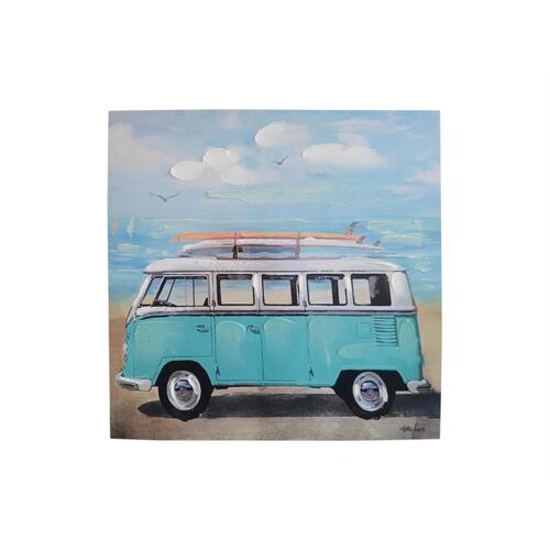 40x40cm Combi Canvas by Kelly Lane - Vintage Beach Van Wall Art