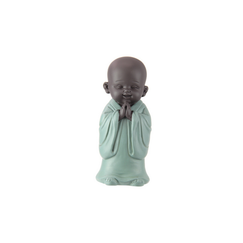 17cm Turquoise Buddha Monk Praying - Peaceful Spiritual Décor