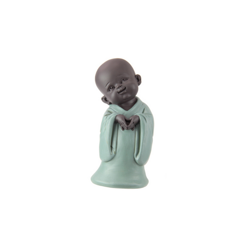 17cm Turquoise Buddha Monk with Love Heart Gesture - Charming Spiritual Décor