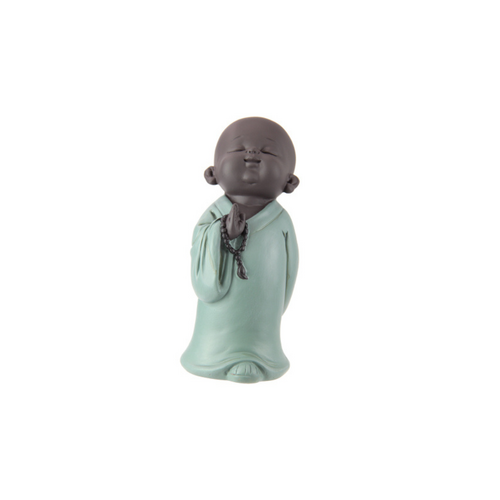 17cm Turquoise Buddha Monk in One Hand Meditation - Tranquil Home Décor