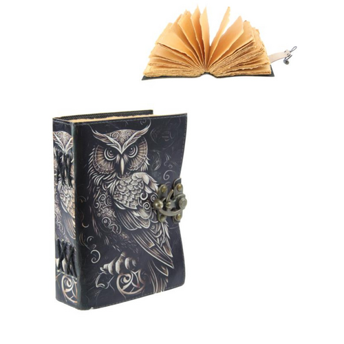 7x5 inch Leather Journal - Enchanting Brown Owl Design