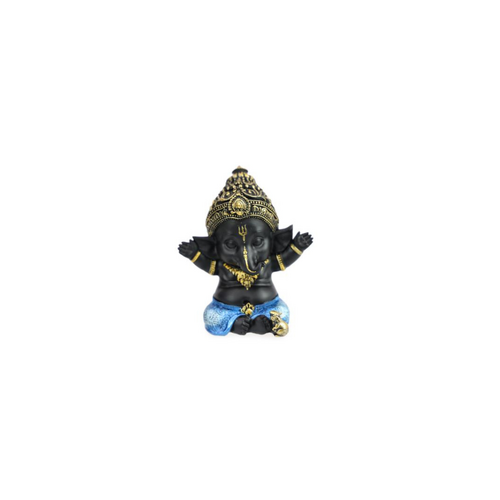 10cm Ganesh in Shiny Blue Finish - Hands Up Spiritual Décor