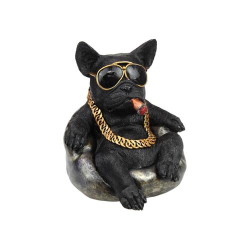 20cm Sitting Gangster French Bulldog with Gold Chain - Collectible Resin Statue