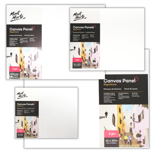 6x Mont Marte Canvas Panels Set 20cm to 50cm Mixed Sizes Bundle Art