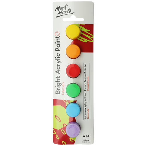 Mont Marte Bright Colour Acrylic Paints 6pce x 3.6ml Pots, Travel Art