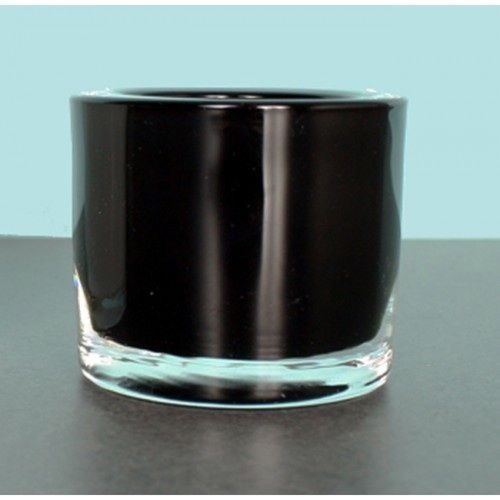 Set of 4 Round Glass Tea Light Holders in Black Coloured Glass, åÊCA2270