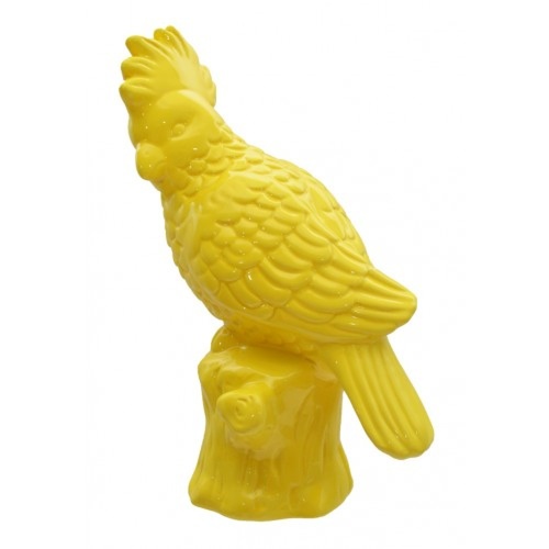 16X11X26Cm Yellow Ceramic Parrot Statue Beautiful Bright Colour 