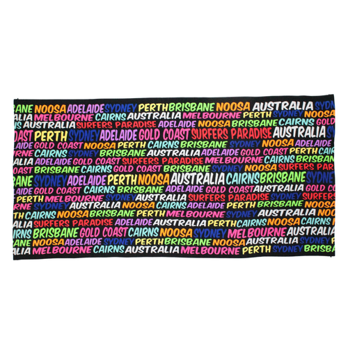 Beach Towel Australia Fluoro Word Multicolour Cotton 1 Piece 75x150cm