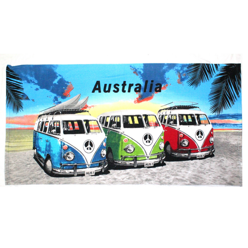 Beach Towel Australian 3 Kombi Van's Multiple Cotton 1 Piece 75x150cm