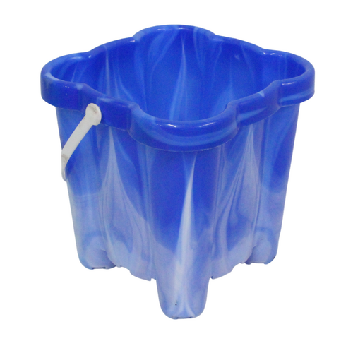 16cm Sand Castle Bucket Blue Square Plastic Toy Great For Kids At The Beach