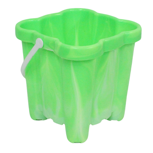 16cm Sand Castle Bucket Green Square Plastic Toy Great For Kids At The Beach