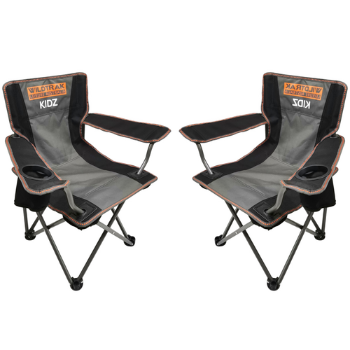 2x Kids Camp Chairs Set 67x60x38cm 120kg Safety Locked & Cup Holder