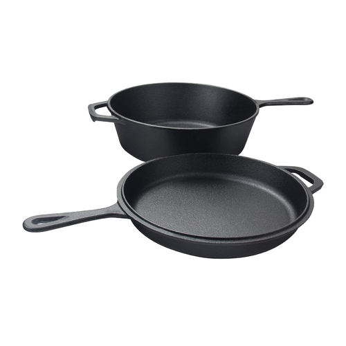 Combo Cooker Cast Iron Camp Pot & Pan 3L Capacity