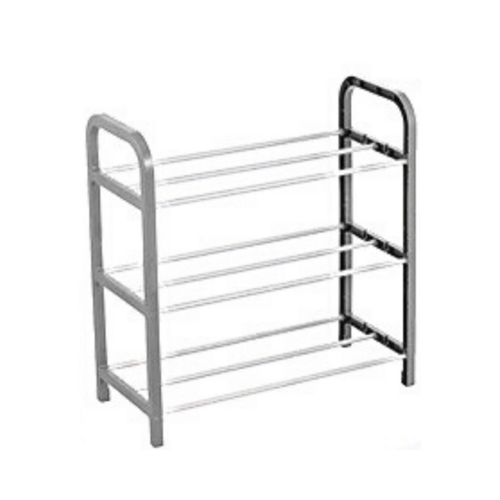 40cm Silver Shoe Rack 3 Tier Metal Space Saving Wardrobe Furniture