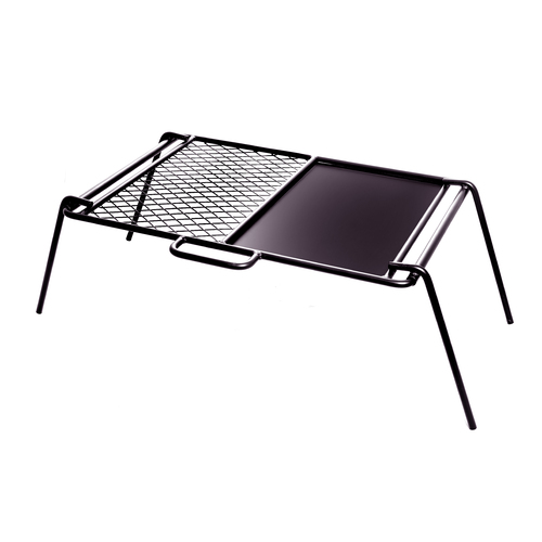 Flat Plate & Grill Camp Fire Cooker 65x42.5x24cm Steel, Includes Carry Bag