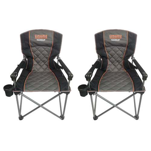 2x Nannup Solid Camp Chairs Set Seat Cushioned 104x60x59cm 136kg Rated