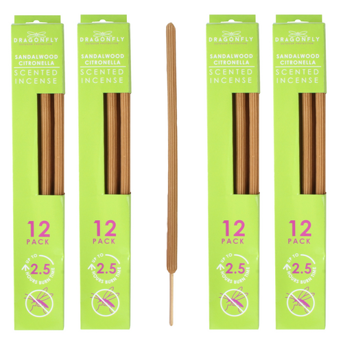 48 Citronella Scented 36cm Incense Sticks Large Garden Outdoor 2.5 Hour Burn Time