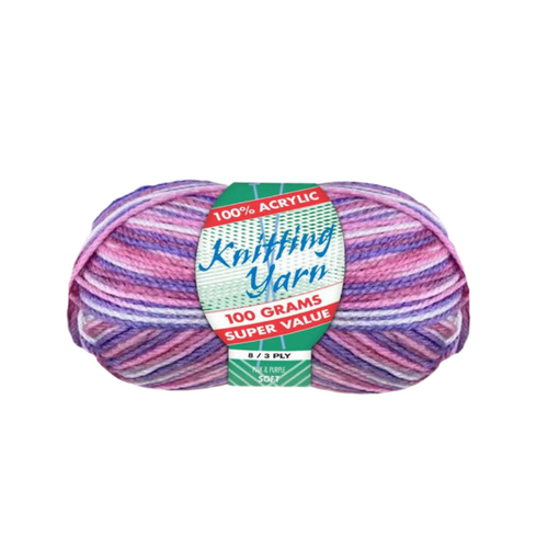 Pink Purple Knitting Wool Yarn 100g 8 Ply 1 Roll 100% Acrylic