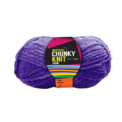 Dark Purple Chunky Knitting Wool Yarn 100g 3 Ply 1 Roll Microfiber 100% Polyester