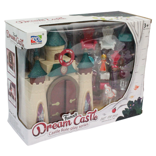 Kids Princess Castle Play Set Toy with Light & Sounds 16pce Pack Beige