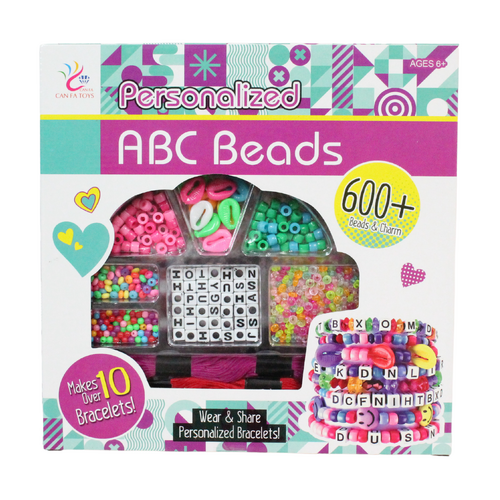 Bracelet Making Bead Kit Letters, Colours & Charms 600pces Personalize Jewellery Shells